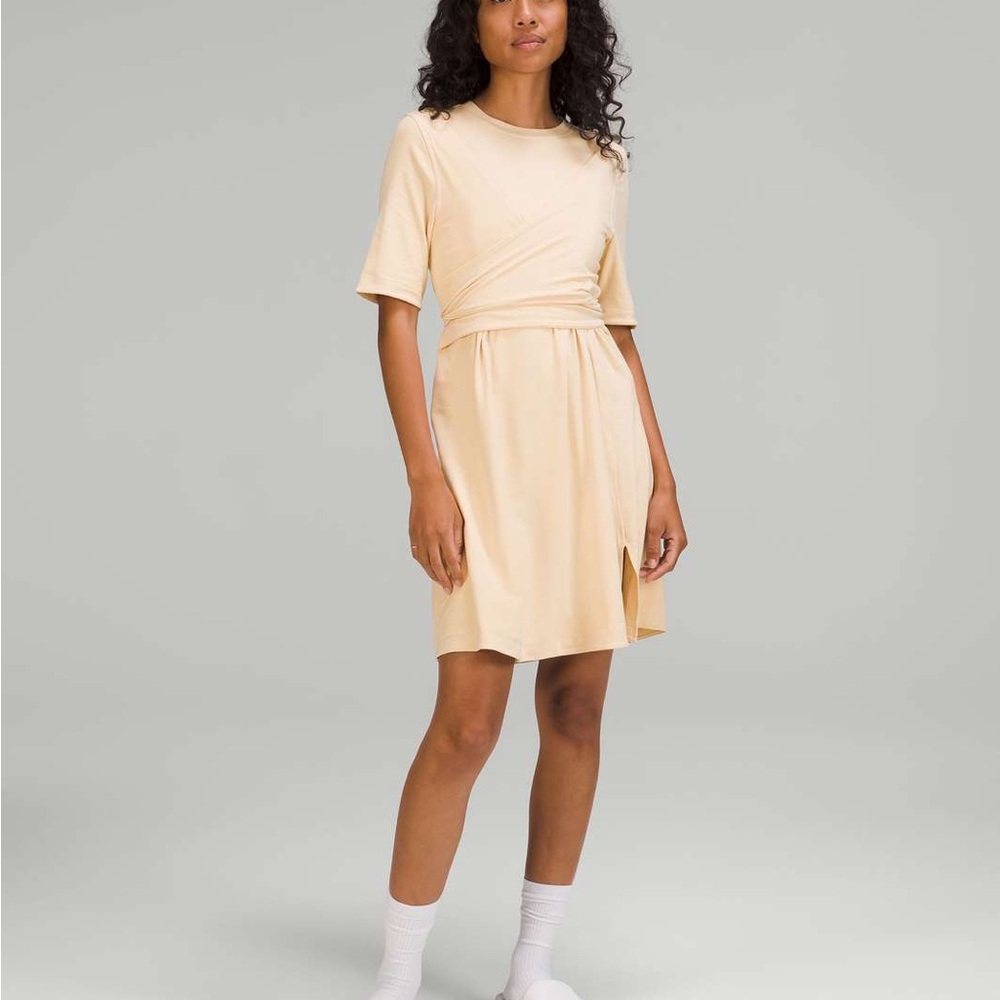 Lululemon Cotton Wrap-Front T-Shirt Dress Prosecco Size 4